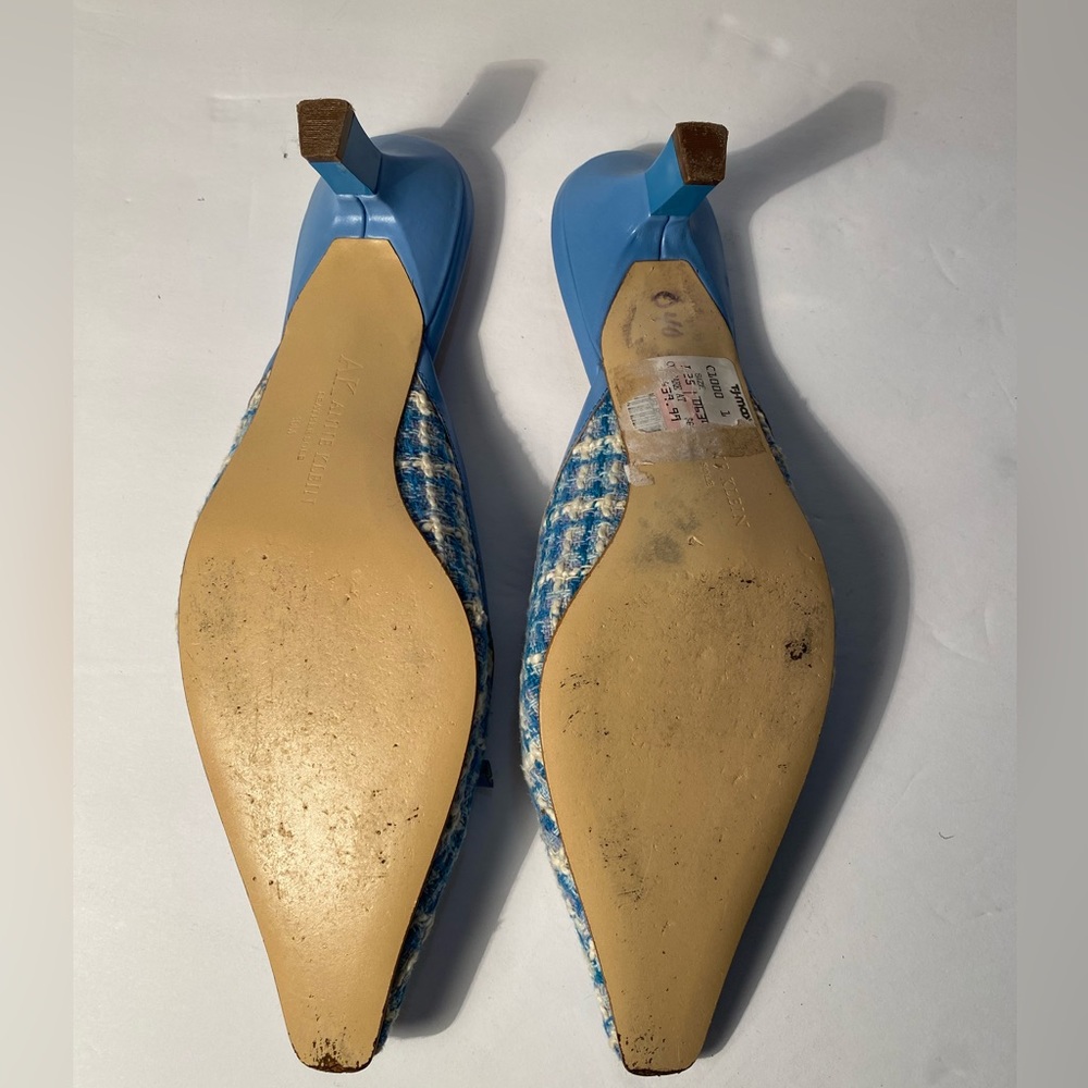 Anne Klein Blue Tweed Pointed Toe Mules - Picture 4 of 13